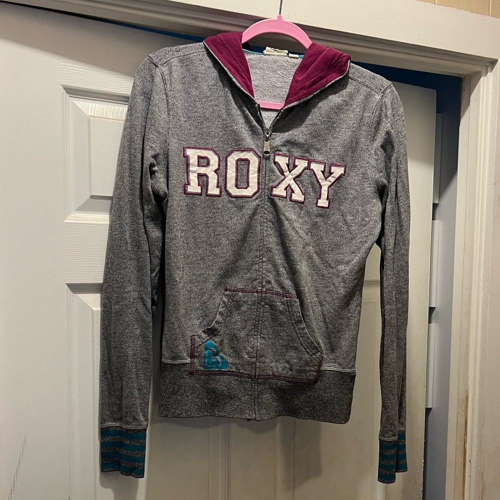 Vintage Gray Roxy Zip Up with Hood.